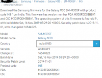 Samsung Galaxy M30 SM-M305F Pie 9.0(OneUI 1.1)Build Date 16.11.2019